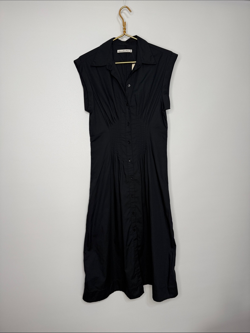 NWT Abercrombie & Fitch Black Midi Shirt Dress Size Small - Picture 4 of 11